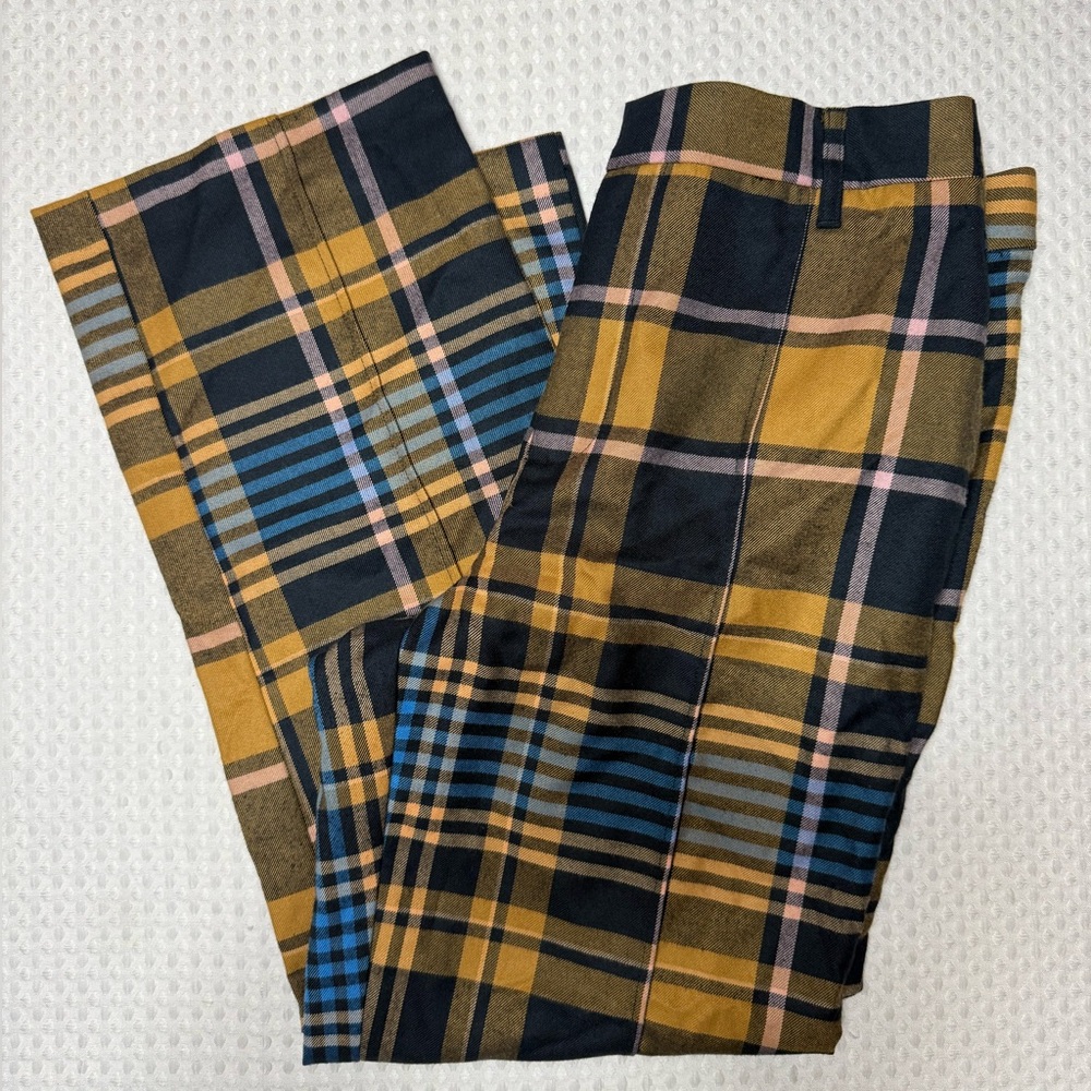 Urban Outfitters Claire Blue Yellow Plaid Y2K Cropped Pants Women SZ 6 - Picture 4 of 10